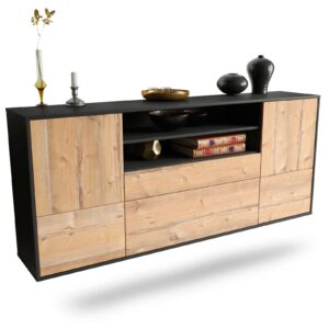 Sideboard Elk Grove | hängend | Korpus Anthrazit | Front in Pinie Holz Optik | 180x79x35cm (BxHxT)