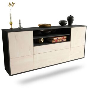 Sideboard Elk Grove | hängend | Korpus Anthrazit | Front in Zeder Holz Optik | 180x79x35cm (BxHxT)