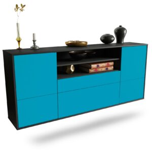 Sideboard Elk Grove | hängend | Korpus Anthrazit | Front in Türkis | 180x79x35cm (BxHxT)