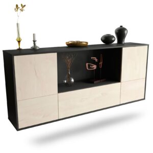 Sideboard Sunnyvale | hängend | Korpus Anthrazit | Front in Zeder Holz Optik | 180x79x35cm (BxHxT)