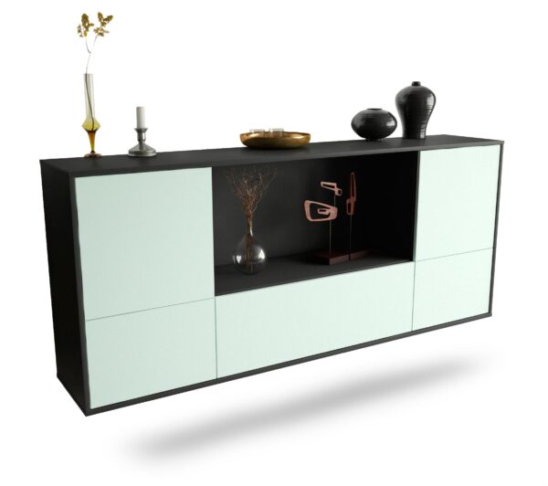 Sideboard Sunnyvale | hängend | Korpus Anthrazit | Front in Mint | 180x79x35cm (BxHxT)