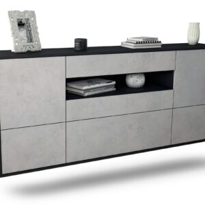 Sideboard Savannah | hängend | Korpus Anthrazit | Front in Beton Optik | 180x79x35cm (BxHxT)