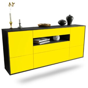 Sideboard Savannah | hängend | Korpus Anthrazit | Front in Gelb | 180x79x35cm (BxHxT)