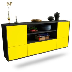 Sideboard Sterling Heights | hängend | Korpus Anthrazit | Front in Gelb | 180x79x35cm (BxHxT)