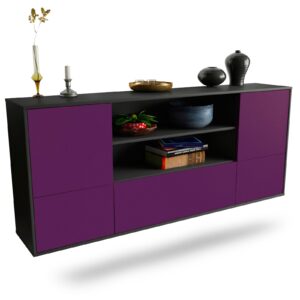 Sideboard Sterling Heights | hängend | Korpus Anthrazit | Front in Lila | 180x79x35cm (BxHxT)