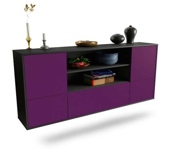 Sideboard Sterling Heights | hängend | Korpus Anthrazit | Front in Lila | 180x79x35cm (BxHxT)