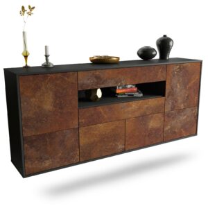 Sideboard McAllen | hängend | Korpus Anthrazit | Front in Rost Optik | 180x79x35cm (BxHxT)
