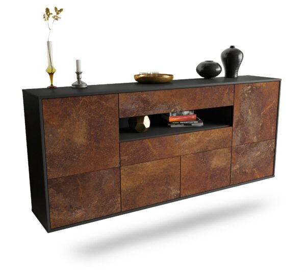 Sideboard McAllen | hängend | Korpus Anthrazit | Front in Rost Optik | 180x79x35cm (BxHxT)