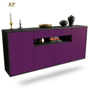 Sideboard McAllen | hängend | Korpus Anthrazit | Front in Lila | 180x79x35cm (BxHxT)