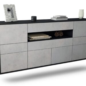 Sideboard Coral Springs | hängend | Korpus Anthrazit | Front in Beton Optik | 180x79x35cm (BxHxT)