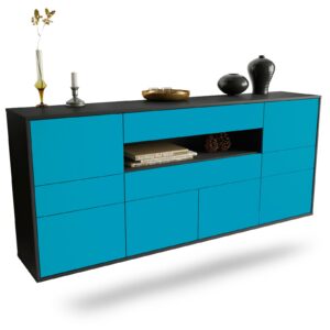 Sideboard Coral Springs | hängend | Korpus Anthrazit | Front in Türkis | 180x79x35cm (BxHxT)