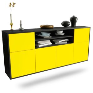 Sideboard Cedar Rapids | hängend | Korpus Anthrazit | Front in Gelb | 180x79x35cm (BxHxT)