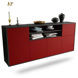 Sideboard Cedar Rapids | hängend | Korpus Anthrazit | Front in Bordeaux | 180x79x35cm (BxHxT)