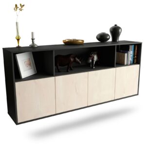 Sideboard Columbia | hängend | Korpus Anthrazit | Front in Zeder Holz Optik | 180x79x35cm (BxHxT)