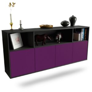 Sideboard Columbia | hängend | Korpus Anthrazit | Front in Lila | 180x79x35cm (BxHxT)