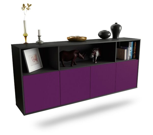 Sideboard Columbia | hängend | Korpus Anthrazit | Front in Lila | 180x79x35cm (BxHxT)