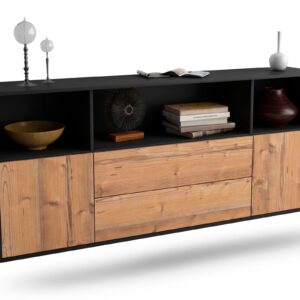 Sideboard Hartford | hängend | Korpus Anthrazit | Front in Pinie Holz Optik | 180x79x35cm (BxHxT)