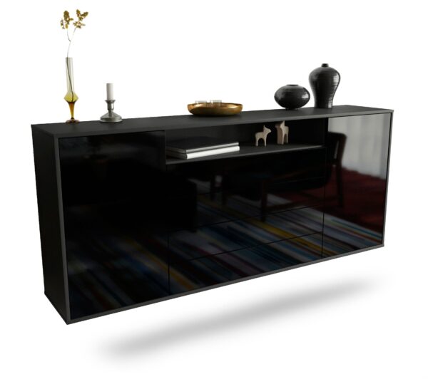 Sideboard New Haven, Schwarz, hängend (180x79x35cm)