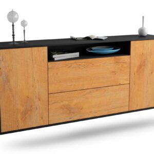 Sideboard Thousand Oaks | hängend | Korpus Anthrazit | Front in Eiche Holz Optik | 180x79x35cm (BxHxT)