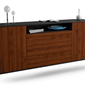 Sideboard Thousand Oaks | hängend | Korpus Anthrazit | Front in Walnuss Holz Optik | 180x79x35cm (BxHxT)