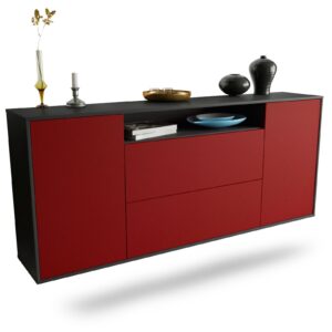 Sideboard Thousand Oaks | hängend | Korpus Anthrazit | Front in Bordeaux | 180x79x35cm (BxHxT)