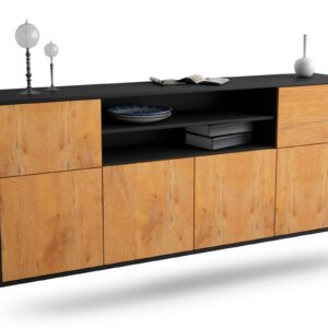 Sideboard Topeka | hängend | Korpus Anthrazit | Front in Eiche Holz Optik | 180x79x35cm (BxHxT)