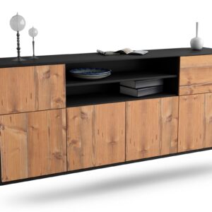 Sideboard Topeka | hängend | Korpus Anthrazit | Front in Pinie Holz Optik | 180x79x35cm (BxHxT)