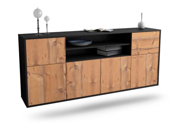 Sideboard Topeka | hängend | Korpus Anthrazit | Front in Pinie Holz Optik | 180x79x35cm (BxHxT)