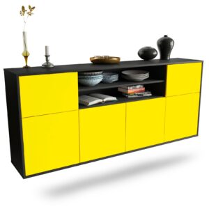 Sideboard Topeka | hängend | Korpus Anthrazit | Front in Gelb | 180x79x35cm (BxHxT)