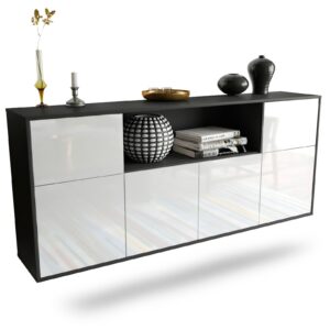 Sideboard West Valley City | hängend | Korpus Anthrazit | Front in Hochglanz Weiß | 180x79x35cm (BxHxT)