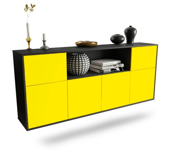 Sideboard West Valley City | hängend | Korpus Anthrazit | Front in Gelb | 180x79x35cm (BxHxT)