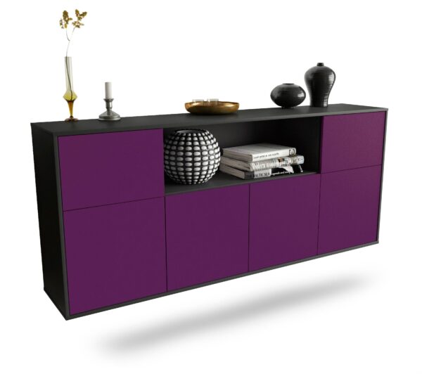 Sideboard West Valley City | hängend | Korpus Anthrazit | Front in Lila | 180x79x35cm (BxHxT)