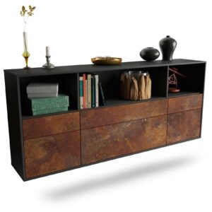 Sideboard Cary | hängend | Korpus Anthrazit | Front in Rost Optik | 180x79x35cm (BxHxT)