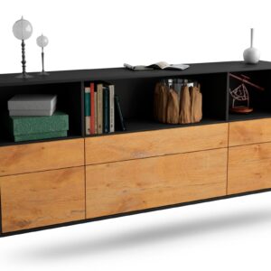 Sideboard Cary | hängend | Korpus Anthrazit | Front in Eiche Holz Optik | 180x79x35cm (BxHxT)