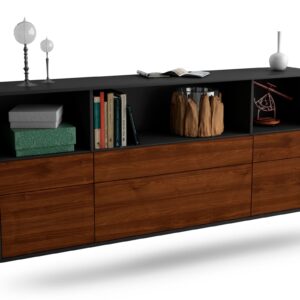 Sideboard Cary | hängend | Korpus Anthrazit | Front in Walnuss Holz Optik | 180x79x35cm (BxHxT)