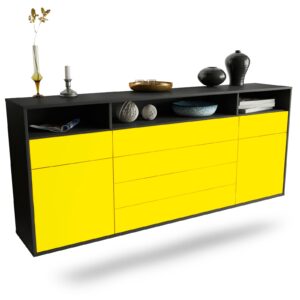 Sideboard Bellevue | hängend | Korpus Anthrazit | Front in Gelb | 180x79x35cm (BxHxT)