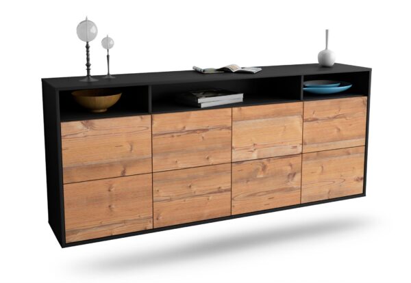 Sideboard Concord | hängend | Korpus Anthrazit | Front in Pinie Holz Optik | 180x79x35cm (BxHxT)