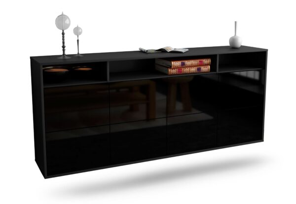 Sideboard Concord, Schwarz, hängend (180x79x35cm)