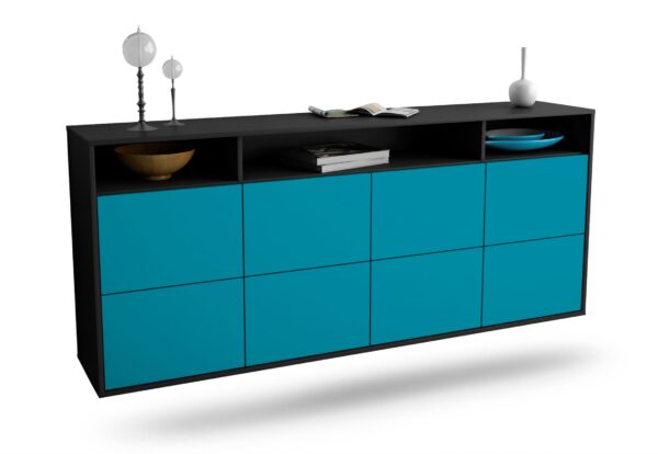 Sideboard Concord | hängend | Korpus Anthrazit | Front in Türkis | 180x79x35cm (BxHxT)