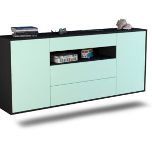 Sideboard Vallejo | hängend | Korpus Anthrazit | Front in Mint | 180x79x35cm (BxHxT)