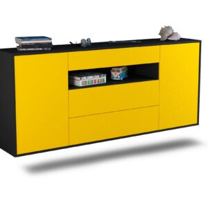 Sideboard Vallejo | hängend | Korpus Anthrazit | Front in Gelb | 180x79x35cm (BxHxT)