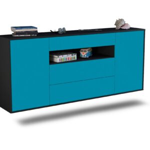 Sideboard Vallejo | hängend | Korpus Anthrazit | Front in Türkis | 180x79x35cm (BxHxT)