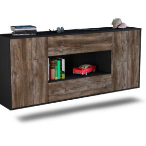 Sideboard Denton | hängend | Korpus Anthrazit | Front in Treibholz Holz Optik | 180x79x35cm (BxHxT)