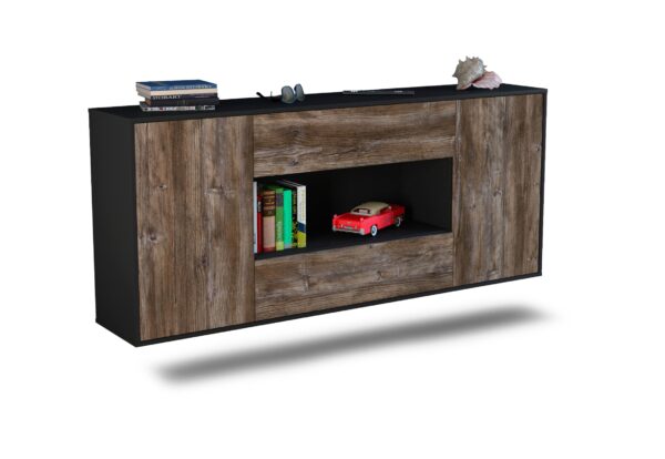 Sideboard Denton | hängend | Korpus Anthrazit | Front in Treibholz Holz Optik | 180x79x35cm (BxHxT)