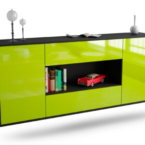 Sideboard Denton | hängend | Korpus Anthrazit | Front in Hochglanz Grün | 180x79x35cm (BxHxT)