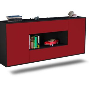 Sideboard Denton | hängend | Korpus Anthrazit | Front in Bordeaux | 180x79x35cm (BxHxT)