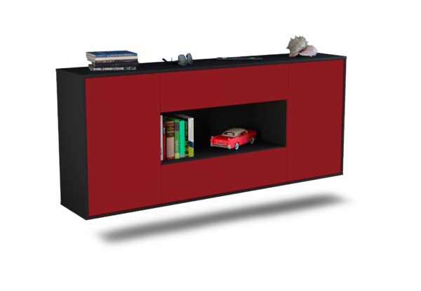 Sideboard Denton | hängend | Korpus Anthrazit | Front in Bordeaux | 180x79x35cm (BxHxT)