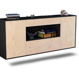 Sideboard Ann Arbor | hängend | Korpus Anthrazit | Front in Zeder Holz Optik | 180x79x35cm (BxHxT)