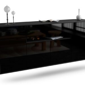 Sideboard Flint, Schwarz, hängend (180x79x35cm)