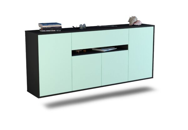 Sideboard Flint | hängend | Korpus Anthrazit | Front in Mint | 180x79x35cm (BxHxT)